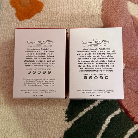 💜2024 Hallmark Set Lady Violet-Green Swallow &Violet-Green Swallow Ornaments NWT - Picture 3 of 6